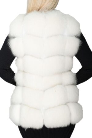 Fox Fur Real Leather Vest White Back
